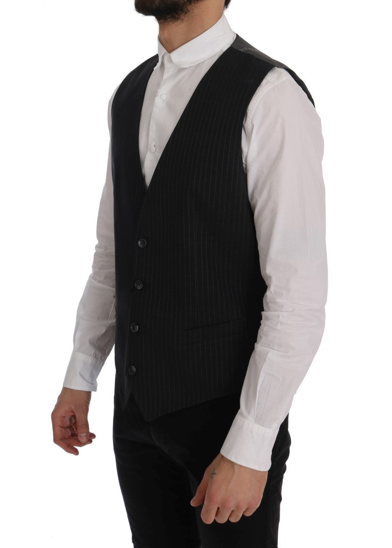 Dolce & Gabbana Gray STAFF Cotton Striped Vest