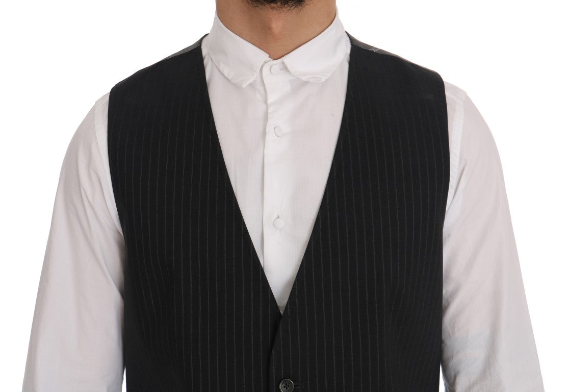 Dolce & Gabbana Gray STAFF Cotton Striped Vest