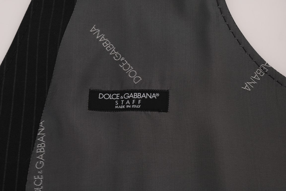 Dolce & Gabbana Gray STAFF Cotton Striped Vest