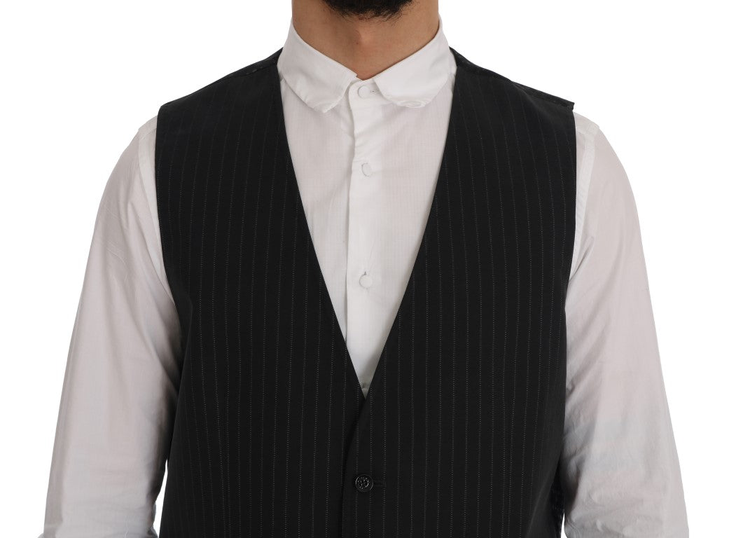 Dolce & Gabbana Gray STAFF Cotton Striped Vest