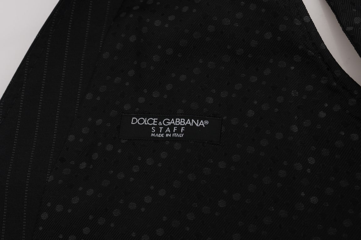 Dolce & Gabbana Gray STAFF Cotton Striped Vest