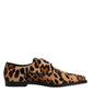 Dolce & Gabbana Brown Leopard Derby Formal Men Dress Shoes