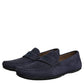 Dolce & Gabbana Blue Calf Leather Slip On Men Moccasin Shoes