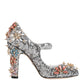 Dolce & Gabbana Silver Sequin Embellished Heels Pumps Shoes