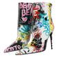 Dolce & Gabbana Multicolor Graffiti Keira Mid Calf Boots Shoes