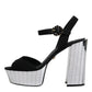 Dolce & Gabbana Black Mirror Heels Platform Sandals Shoes