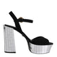 Dolce & Gabbana Black Mirror Heels Platform Sandals Shoes