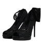 Dolce & Gabbana Black Stretch Taormina Lace Boots Shoes