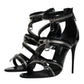 Dolce & Gabbana Black Zipper Ankle Strap Heels Sandals Shoes