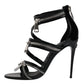 Dolce & Gabbana Black Zipper Ankle Strap Heels Sandals Shoes