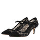 Dolce & Gabbana Black Mary Jane Taormina Lace Pumps Shoes