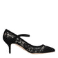 Dolce & Gabbana Black Mary Jane Taormina Lace Pumps Shoes