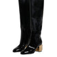 Dolce & Gabbana Black Patent Leather Vally High Boots Shoes