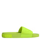 Dolce & Gabbana Green Rubber Slides Sandals Beachwear Shoes