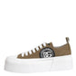 Dolce & Gabbana Brown White Canvas Logo Low Top Sneakers Shoes