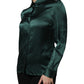 Dolce & Gabbana Dark Green Silk Button Down Long Sleeves Blouse Top