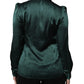 Dolce & Gabbana Dark Green Silk Button Down Long Sleeves Blouse Top