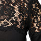 Dolce & Gabbana Black Floral Lace Silk Pullover Blouse Top