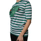 Dolce & Gabbana White Green Stripe Leaf Crew Neck T-shirt