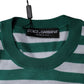 Dolce & Gabbana White Green Stripe Leaf Crew Neck T-shirt