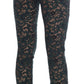 Dolce & Gabbana Green Floral Lace Leggings Pants