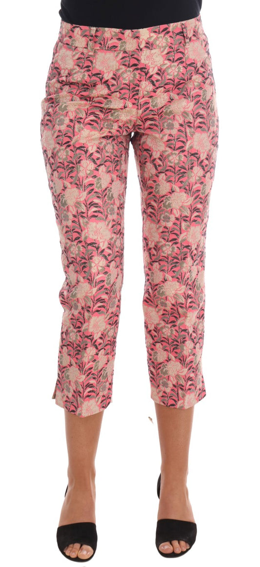 Dolce & Gabbana Pink Floral Brocade Capri Pants