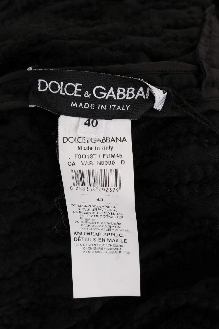 Dolce & Gabbana Black Fringes Wool Pullover Coat Sweater