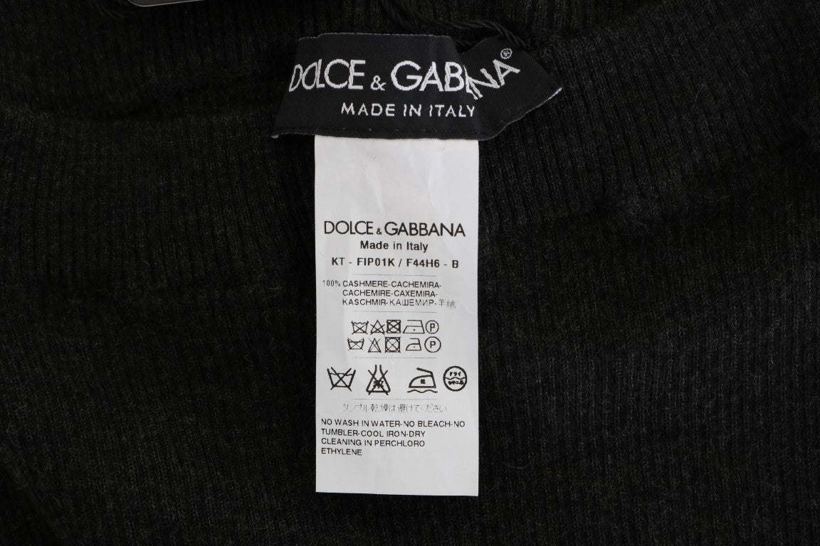 Dolce & Gabbana Gray Cashmere Ribbed Stretch Tights