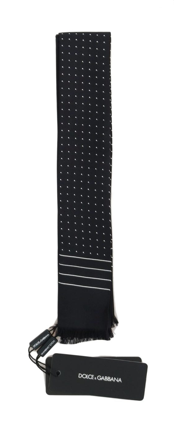 Dolce & Gabbana Dark Blue Polka Dotted Silk Scarf