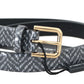 Dolce & Gabbana Black White Chevron Pattern Leather Belt