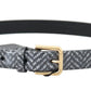 Dolce & Gabbana Black White Chevron Pattern Leather Belt