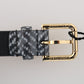 Dolce & Gabbana Black White Chevron Pattern Leather Belt