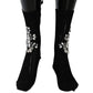 Dolce & Gabbana Black Knitted Mid Calf Crystal Floral Socks