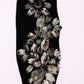 Dolce & Gabbana Black Knitted Mid Calf Crystal Floral Socks