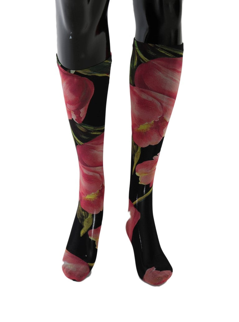 Dolce & Gabbana Multicolor Floral Tulip Nylon Socks