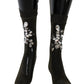 Dolce & Gabbana Black Stretch Floral Clear Crystal Socks