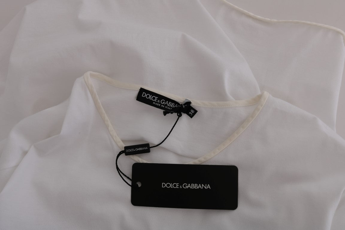 Dolce & Gabbana White Cotton Silk T-Shirt