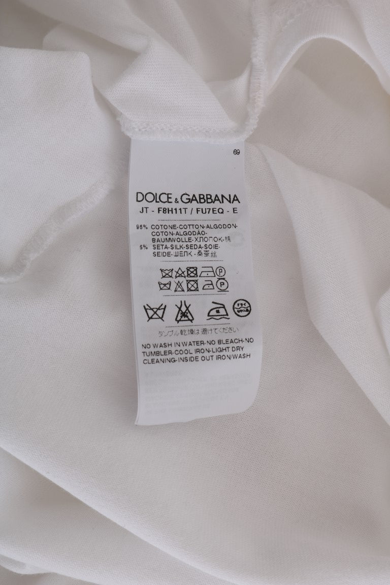 Dolce & Gabbana White Cotton Silk T-Shirt