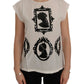 Dolce & Gabbana White Silk Black Frame Blouse