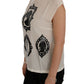 Dolce & Gabbana White Silk Black Frame Blouse