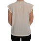 Dolce & Gabbana White Silk Black Frame Blouse