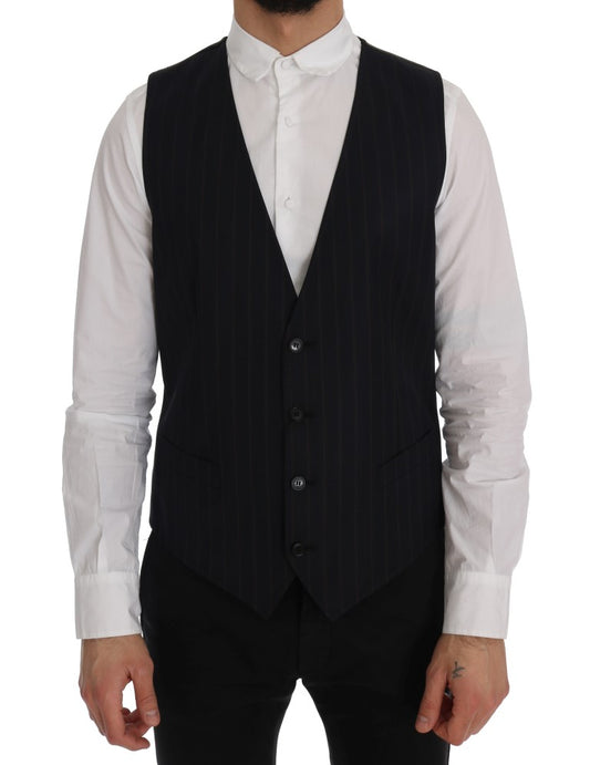 Dolce & Gabbana Blue Wool Stretch Vest