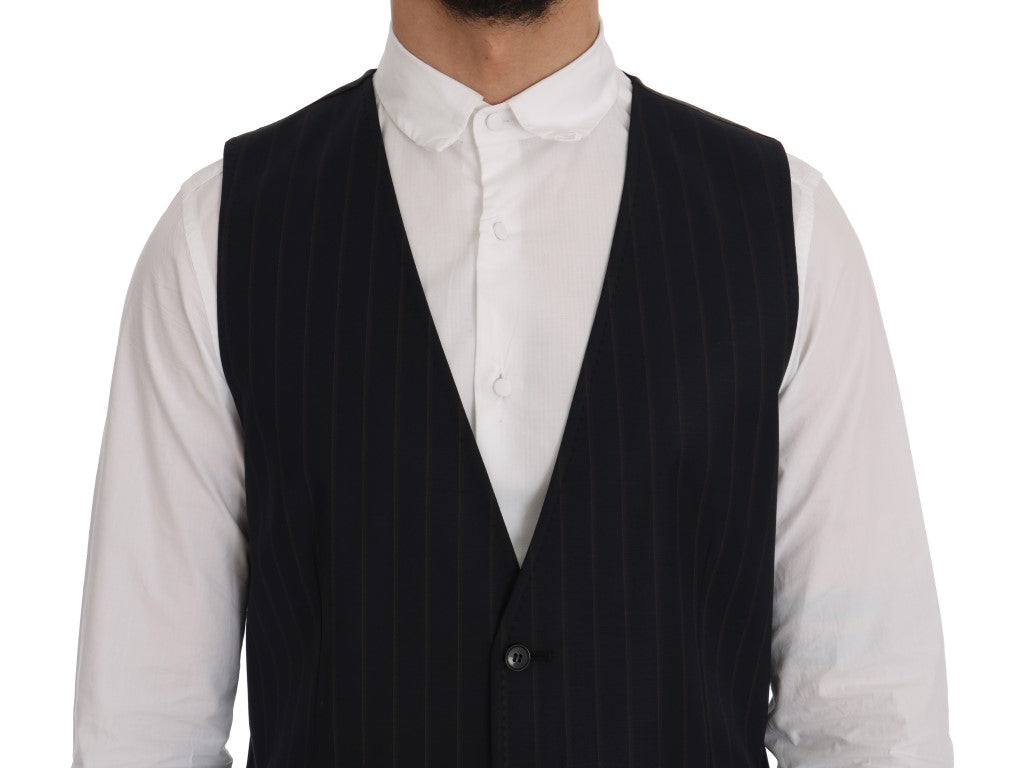 Dolce & Gabbana Blue Wool Stretch Vest