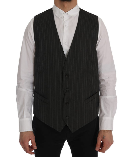 Dolce & Gabbana Gray STAFF Wool Stretch Vest