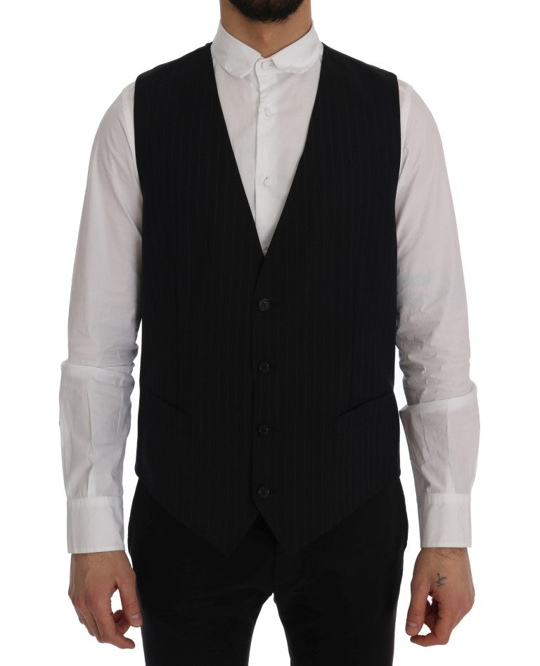 Dolce & Gabbana Blue STAFF Wool Stretch Vest