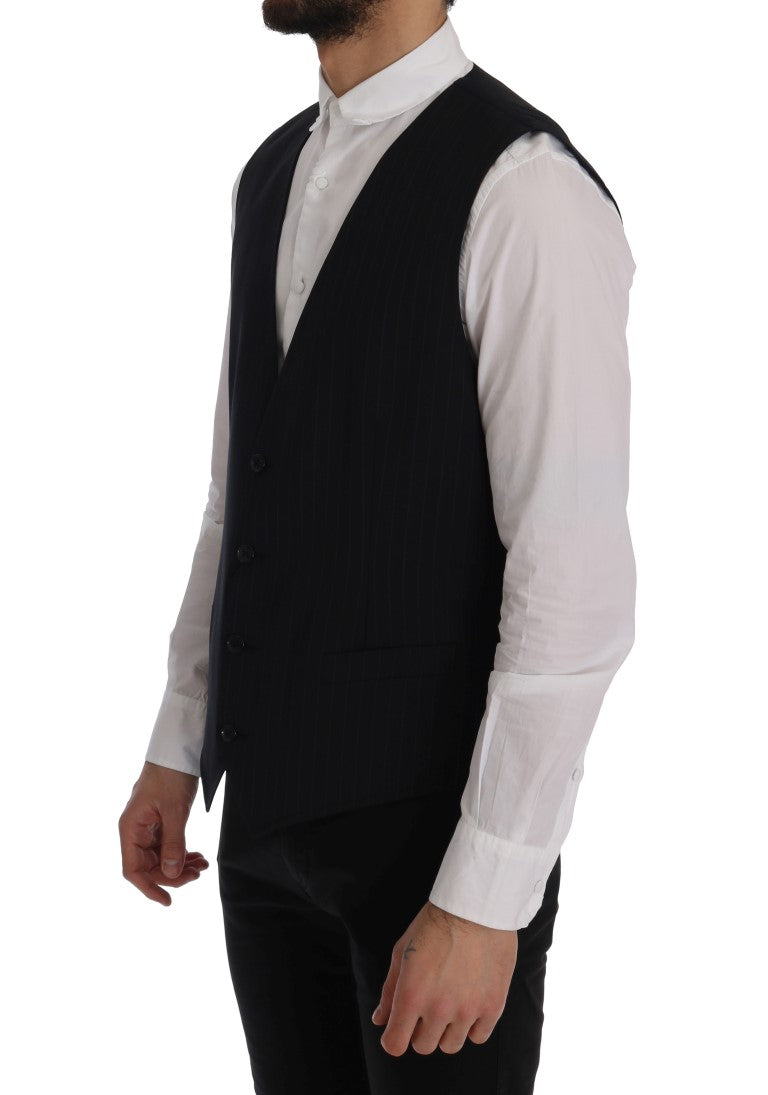 Dolce & Gabbana Blue STAFF Wool Stretch Vest