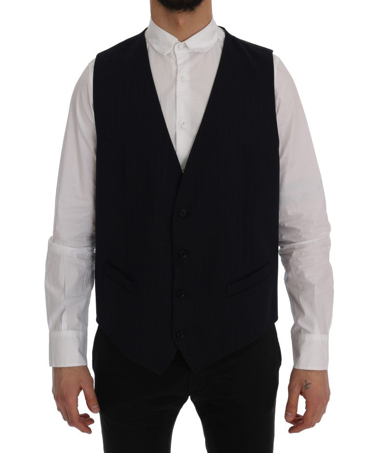 Dolce & Gabbana Blue STAFF Wool Stretch Vest