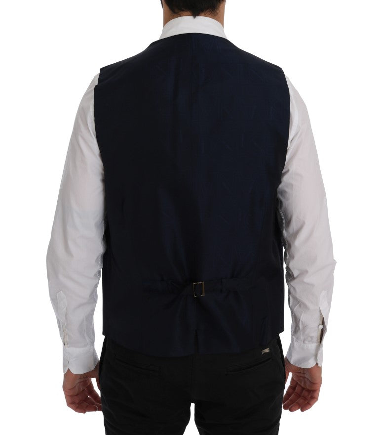 Dolce & Gabbana Blue STAFF Wool Stretch Vest