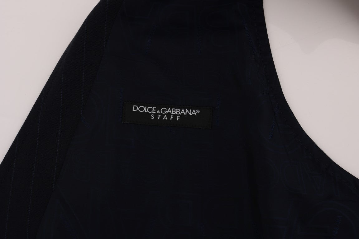 Dolce & Gabbana Blue STAFF Wool Stretch Vest