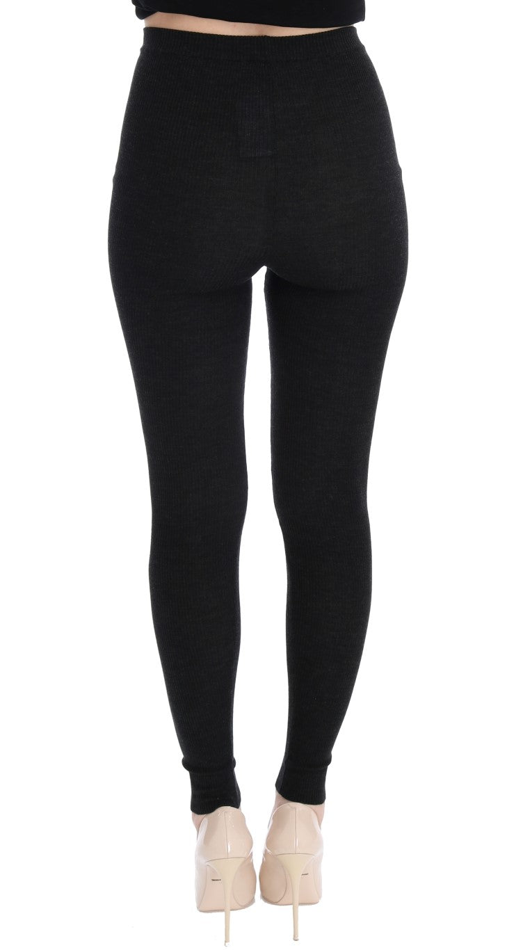 Dolce & Gabbana Gray Wool Stretch Tights